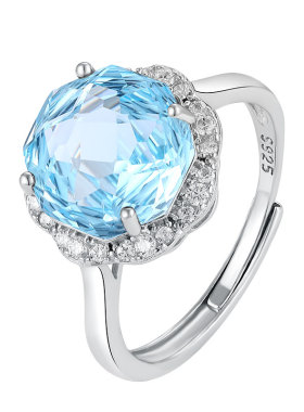 彩宝女纯银时尚玫瑰切工艺戒指