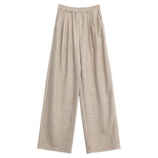 CV大码女装 2025冬季新款松紧高腰压褶休闲裤垂感软糯阔腿裤胖MM