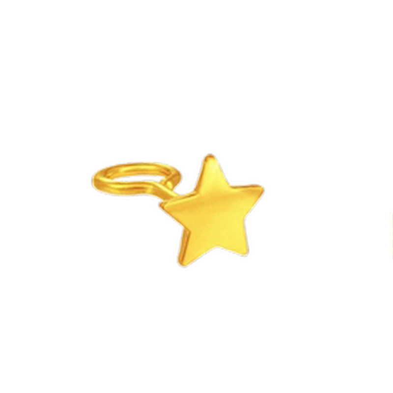 999足金星星黄金耳钉纯金弯针五角星送女友送妈妈生日礼物情人节