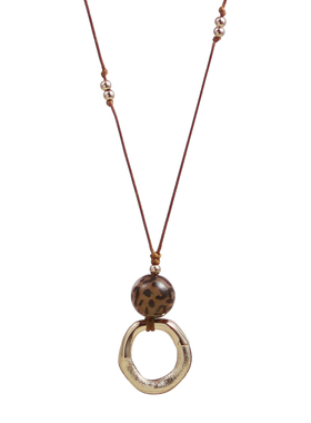 轻奢质感毛衣链2025新款休闲皮绳时尚气质高级冷淡风项链圆圈豹纹