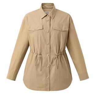 Hazzys哈吉斯纯色休闲通勤衬衫式收腰薄款夹克女士春夏时尚外套