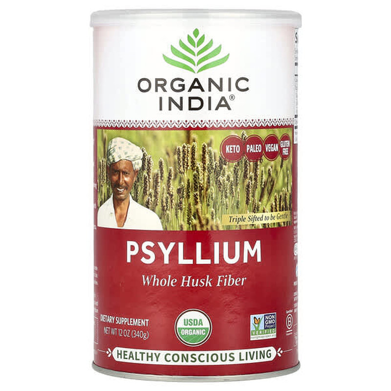 OrganicIndia车前子整粒膳食纤维肠胃心脏健康支持肠道呵护