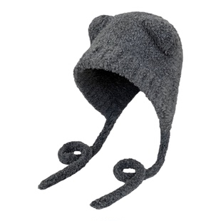 Classy key新加坡设计师联名款显脸小雷锋帽可爱系带保暖护耳帽子