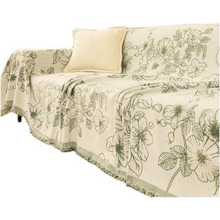 蔓越家 中古洋房 沙发巾美式复古全盖全包沙发套罩防猫抓整张盖布