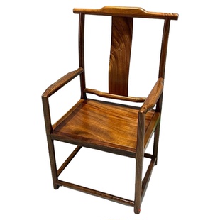 胡桃木官帽椅实木茶桌椅新中式主人椅原木禅椅奥坎休闲椅圈椅围椅