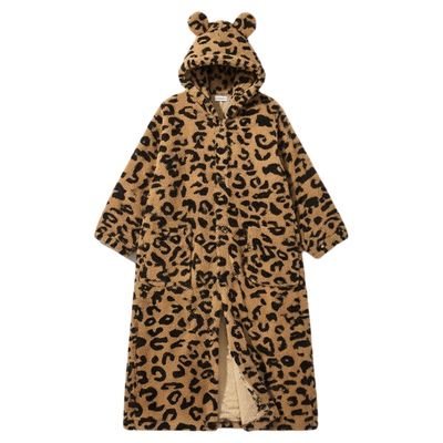 睡袍带绒裤珊瑚绒睡衣女加厚连帽