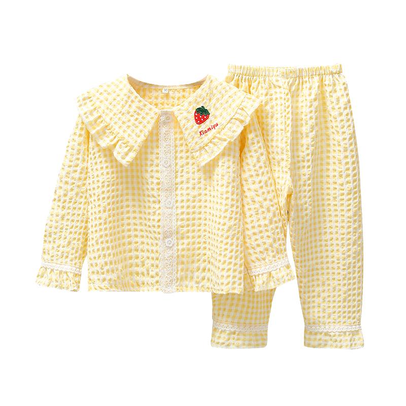 长袖长裤女孩子开衫纯棉家居服