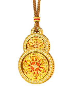 珐琅彩镶钻葫芦吊坠可旋转时尚