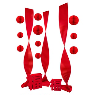 新年2026马新年褶皱纸挂饰福字摆件春节布置过年元旦灯笼氛围气球