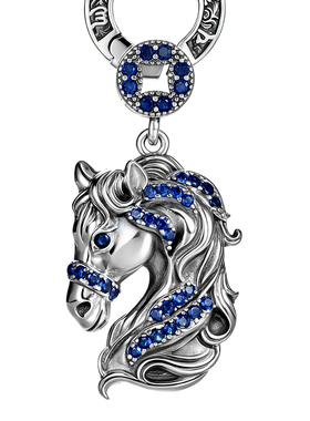 925纯银马到成功吊坠生肖复古