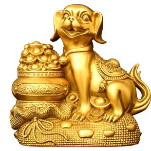 铜狗摆件黄铜财狗吉祥物西北缺角十二生肖狗客厅元宝狗看门狗狼狗