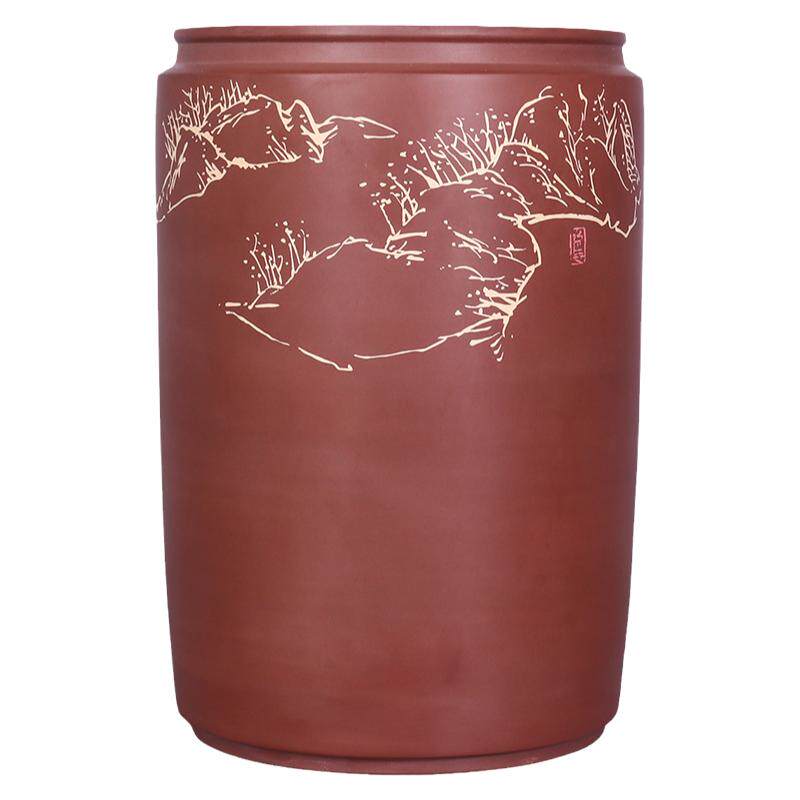 建水紫陶花盆园艺盆兰花盆高30cm