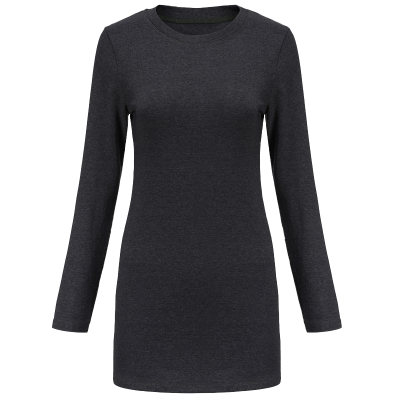 长袖中长款修身打底衫棉女装内搭