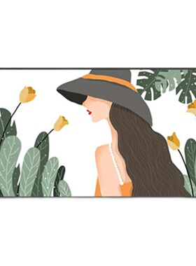 绿植轻奢风ins少女人物床头画