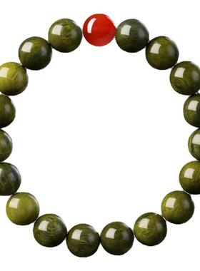 老绿檀木手串和田玉手链