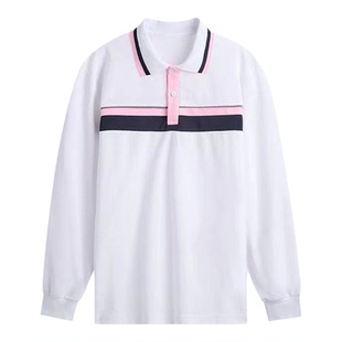 同安区中学生秋装POLO衫透气长袖秋衣校服女款休闲条纹女款校服