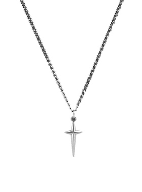 钛钢蛇骨链男女项链吊坠长十字星