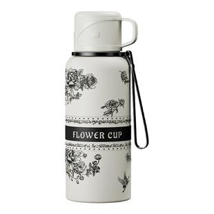 栀子花保温杯女生水杯大容量高颜值316便携不锈钢新款学生水壶