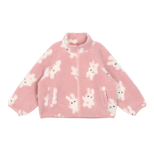 小O宝Okids童装 宝宝羊羔毛外套女2025冬季女童拉链保暖加绒外套