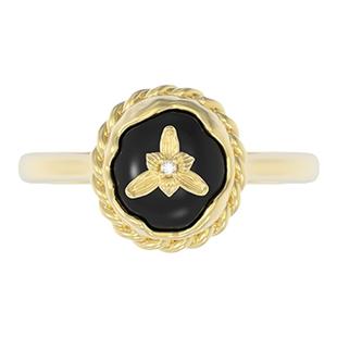 GOOGMO西西里娅系列复古迷你蝴蝶兰戒指女贝母黑玛瑙食指开口尾戒