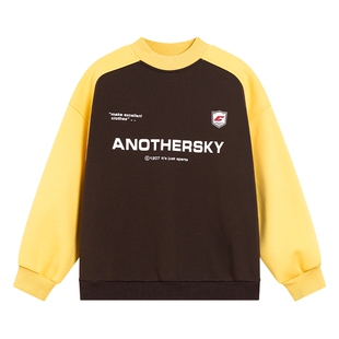 男童秋冬季韩范撞色半高领加绒卫衣2025新款学生儿童加厚运动上衣