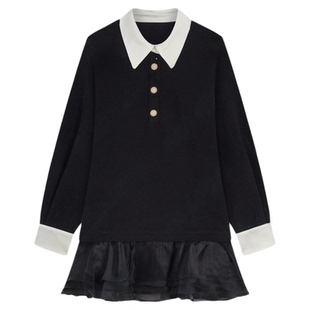 邱莹莹 HELA AOMI “减龄神器”时尚减龄拼接小裙摆假两件卫衣