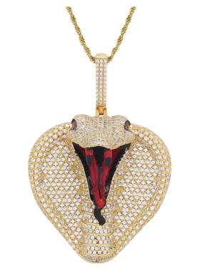 ICE BLING 嘻哈个性锆石满钻蛇吊坠项链男HIPHOP Snake pendant