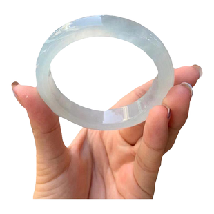 白月光蓝钢冰种翡翠处理手镯荔枝冻贵妃手镯公主镯晴水底独龙玉镯