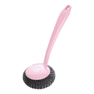 家用长柄锅刷钢丝球手柄洗锅专用刷子不锈钢去污洗碗神器可拆卸