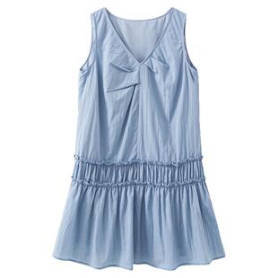 【夏末】夏季韩系气质裙子不规则短款蓝色a字无袖背心连衣裙