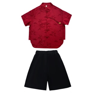 女童夏2025新款汉服唐装男童夏套装新中式小女孩套装时尚洋气时髦