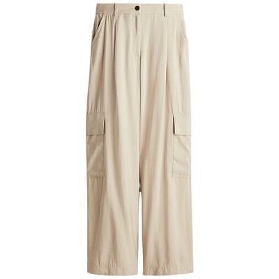 HM2025年冬季新款女装休闲裤潮流时尚简约宽松阔腿工装裤1237367