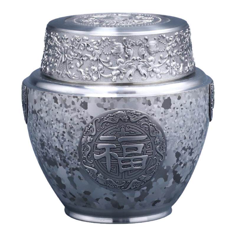 个旧纯锡密封茶叶罐中号龙井二两