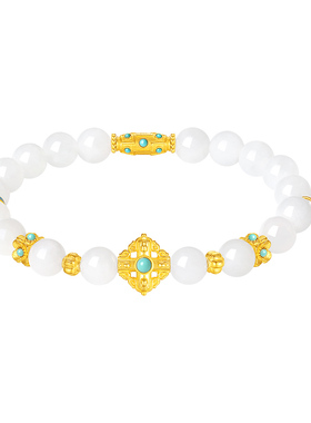 转珠阁和田玉手串纯银生日礼物女