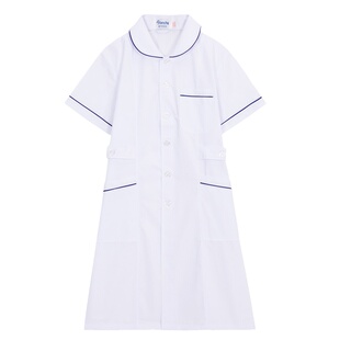 南丁格尔护士服短袖女夏装蓝边白大褂医学院大码实习生医护工作服