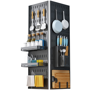 免打孔洞洞板墙壁厨房墙上置物架搁板壁挂收纳挂钩架家用用品大全