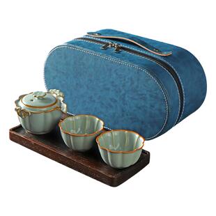 汝窑盖碗茶杯防烫单个功夫茶具手抓壶高档不烫手泡茶旅行茶具便捷