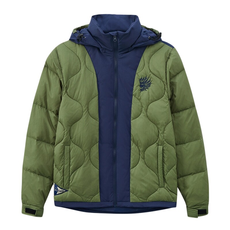 ONIARAI/鬼洗24秋冬新品宽松刺绣拼接葫芦格羽绒外套男式 B330063