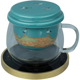 容山堂瑞鹤图陶瓷过滤玻璃泡茶杯茶水分离绿茶杯保温商务办公茶具