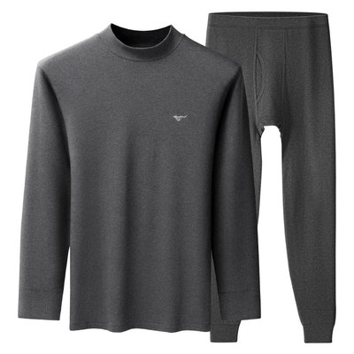 七匹狼纯棉抗菌半高领保暖内衣男