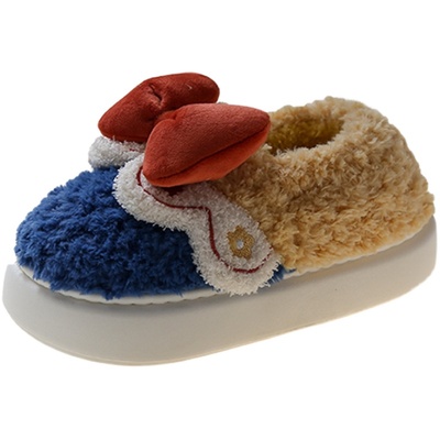 公主蝴蝶结全包跟毛绒保暖棉拖鞋