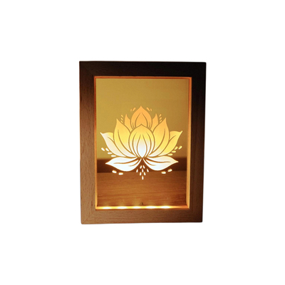 七宝莲花灯佛灯精雕实木USBLED夜灯展灯宝莲灯