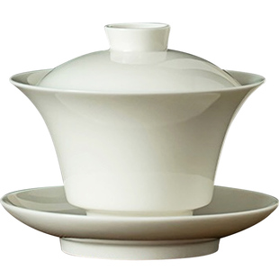 一九茶舍 德化象牙白瓷三才盖碗单个茶杯泡茶大号功夫茶具8克盖碗