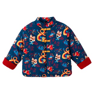 嘟嘟家男童国风外套儿童拜年服宝宝棉服年装红色新中式女童唐装新