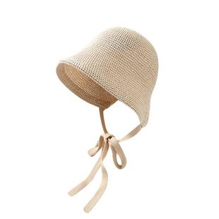 大头围倪妮同款帽子日系渔夫帽女系带盆帽显脸小遮阳防晒毛晓彤帽