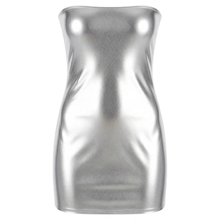 纯色亮皮性感抹胸包臀连衣裙Solid glossy leather bandeau dress