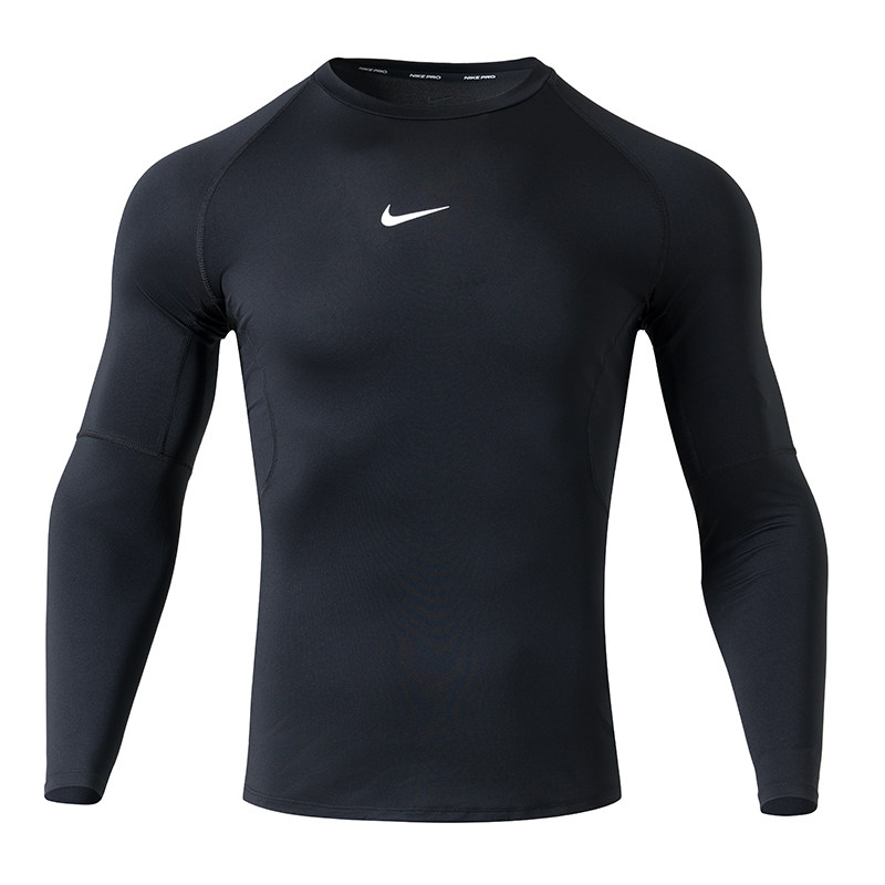 耶运动NIKE耐克男装长袖T恤Pro训练黑色紧身衣快干衣健身服套装男
