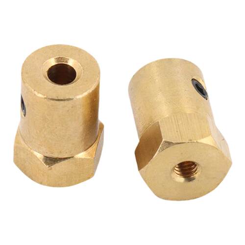 黄铜六角联轴器小车轮胎连接器电机连轴器2/3.17/4/6/8mm模型配件