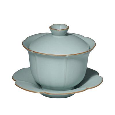 汝窑三才盖碗茶杯单个大号泡茶碗