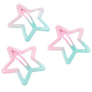 儿童拼色五角星发夹女可爱小号BB夹小女孩前额碎头发刘海夹子头饰